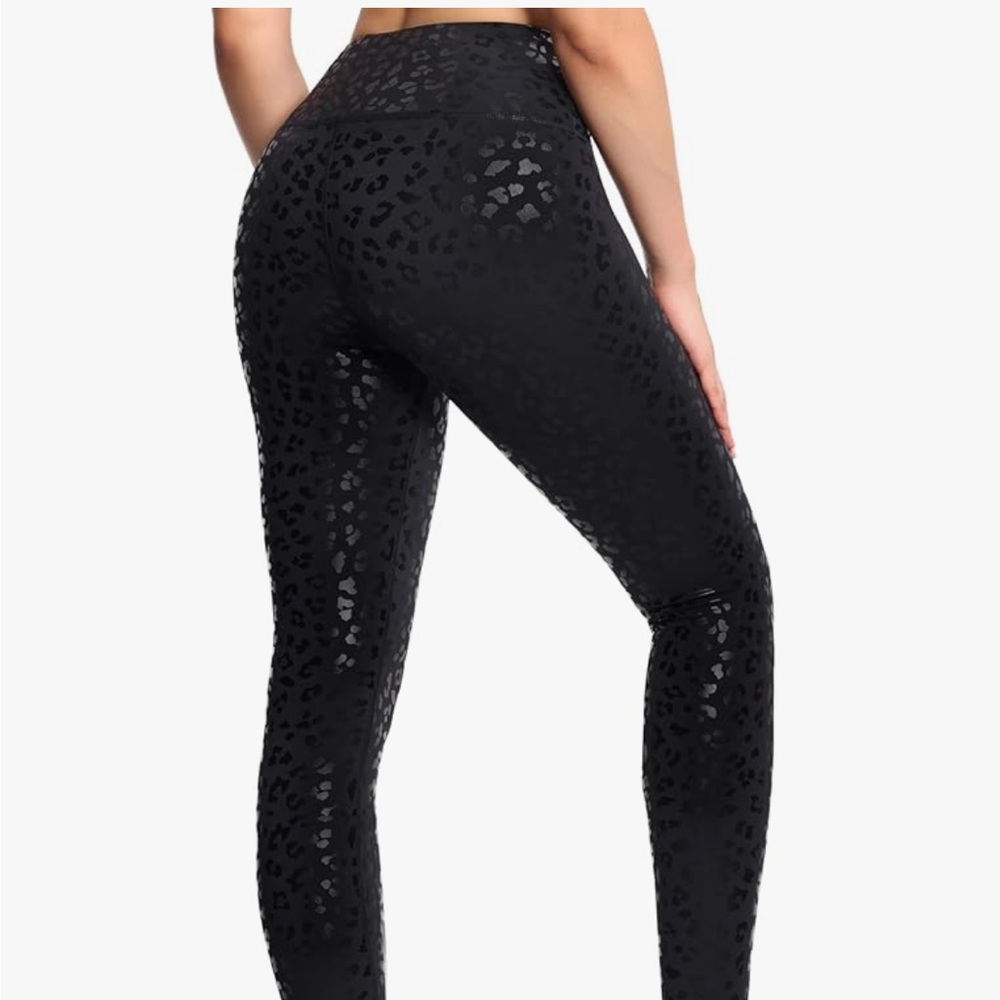 NWOT The Gym People Black Leopard Women's Leggings - Picture 5 of 9